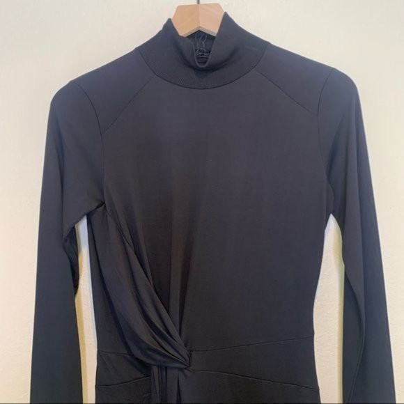 NWT rag & bone Black Draped Shaw Long Sleeve Turtleneck Midi Dress XS - Picture 4 of 11